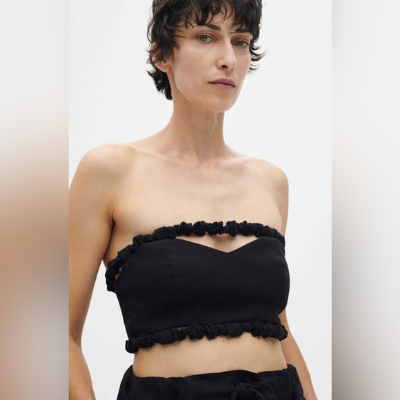 GANNI Strapless Crop Top - Black in Size 40/ US Size 8 - Picture 1 of 5